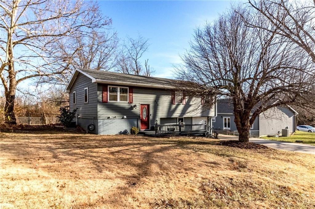 bi-level home with a deck