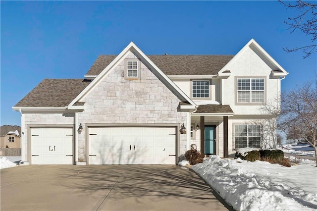 view of front property with a garage