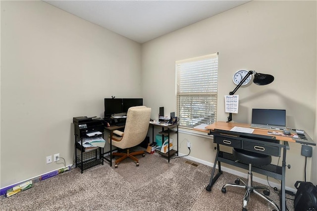 view of carpeted office space