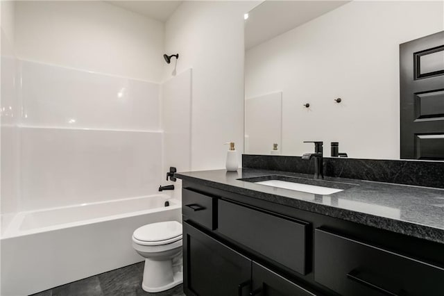 full bathroom featuring vanity, toilet, and shower / bathtub combination