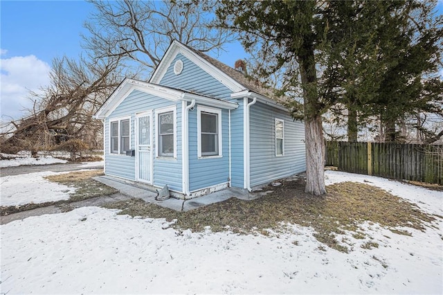 view of snow covered exterior