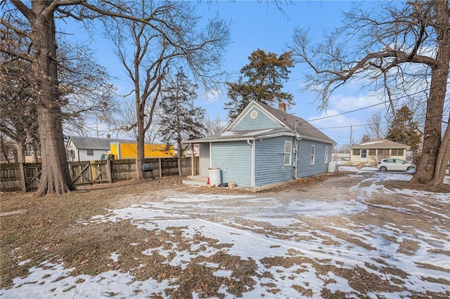 view of snow covered property