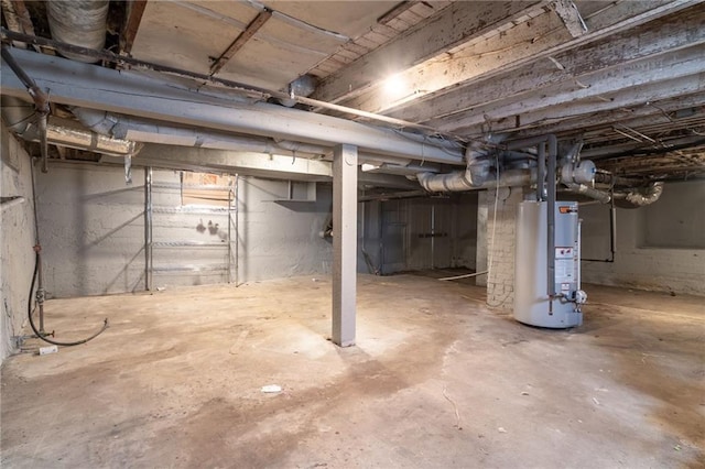 basement with gas water heater