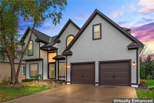 view of front of house with a garage