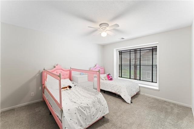 bedroom with carpet flooring and ceiling fan