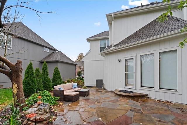 view of patio with an outdoor hangout area and central air condition unit