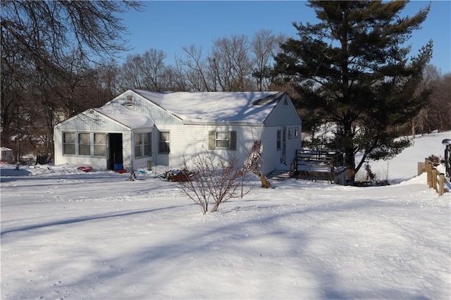 view of snow covered exterior