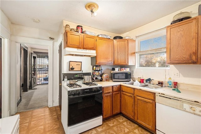 kitchen with white appliances and sink