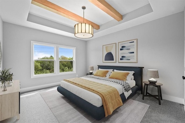 4027 NE Sagamore Dr Unit A, Lees Summit, MO 64064 - carpeted bedroom with beam ceiling and a raised ceiling