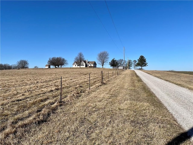 view of road featuring a rural view