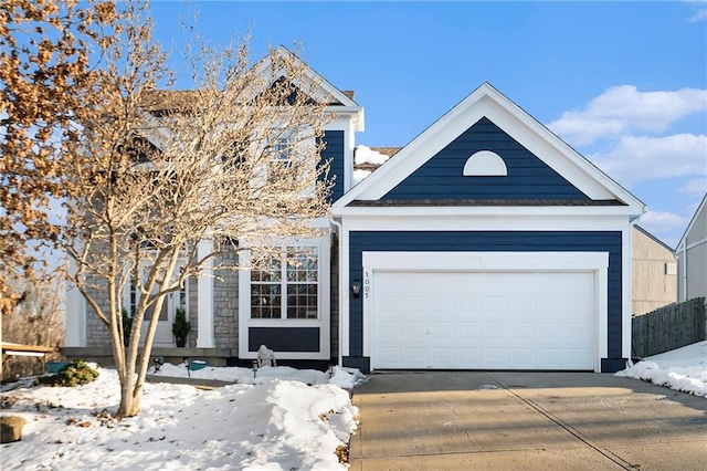 view of front of home with a garage