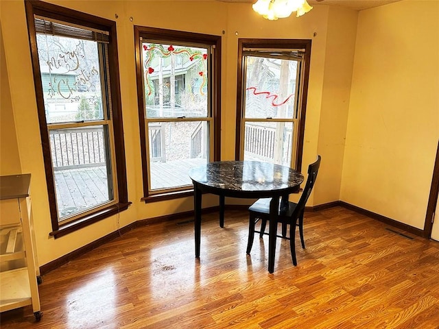 dining room with light hardwood / wood-style flooring