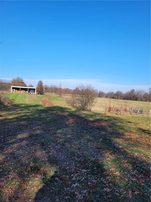 view of yard with a rural view