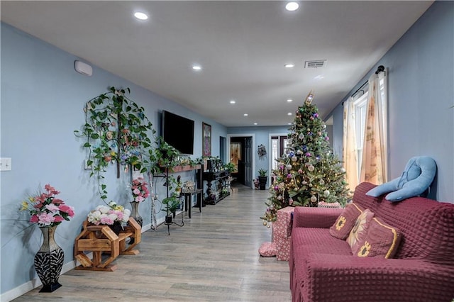 living room featuring light hardwood / wood-style flooring