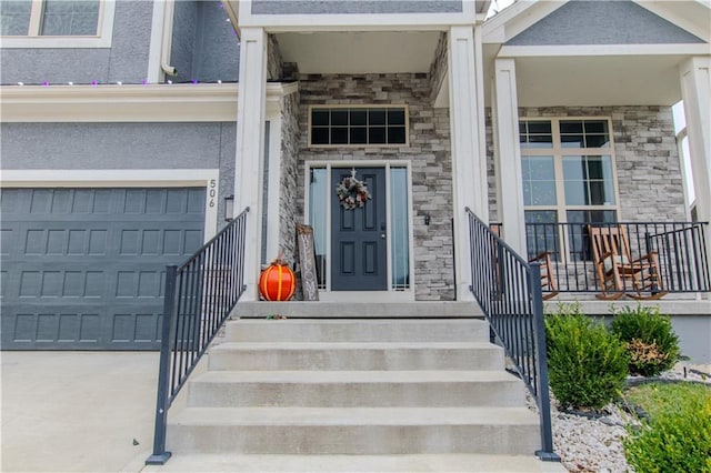 entrance to property with a garage