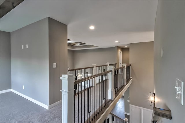 staircase with carpet floors