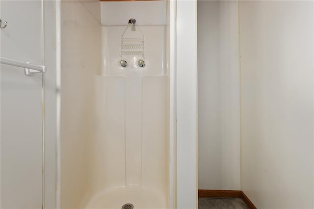 bathroom with a shower