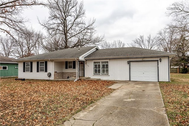 single story home with a garage