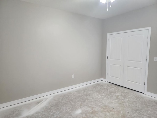 unfurnished bedroom featuring a closet