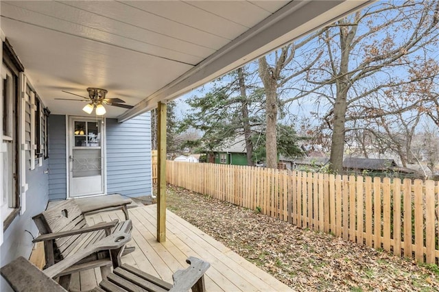 deck featuring ceiling fan