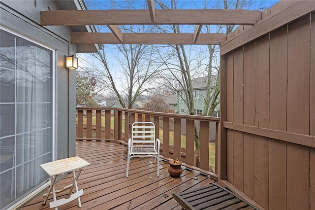 wooden terrace featuring a pergola