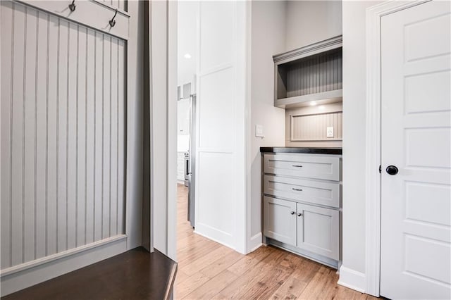 interior space with light hardwood / wood-style flooring