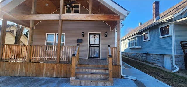 view of front facade featuring covered porch