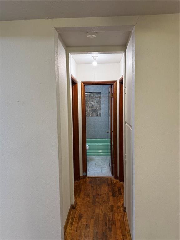 hall featuring dark hardwood / wood-style floors