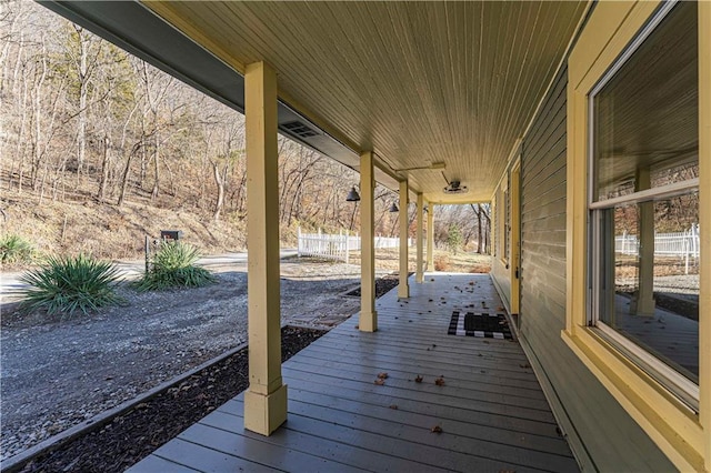 deck featuring covered porch