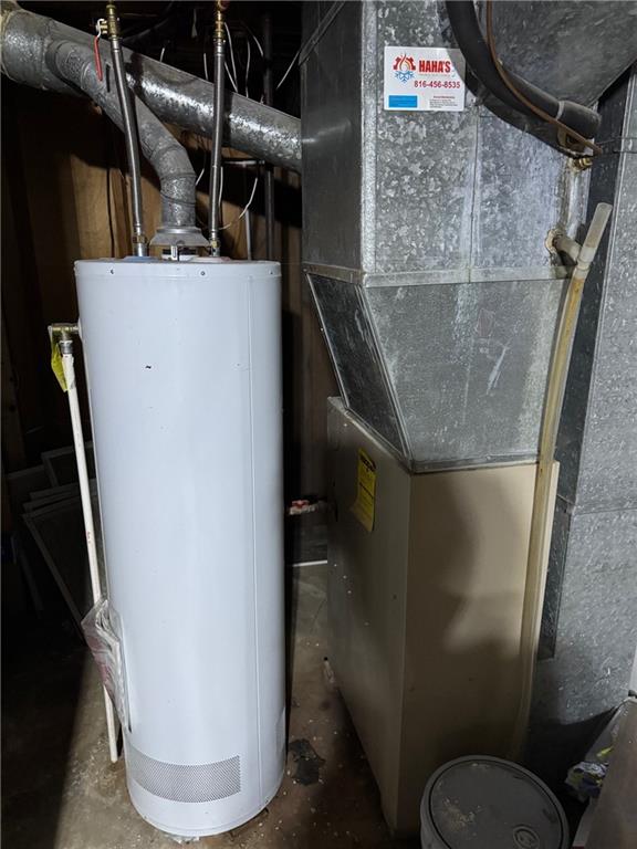 utilities with heating unit and water heater