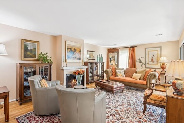 living room with light wood-type flooring