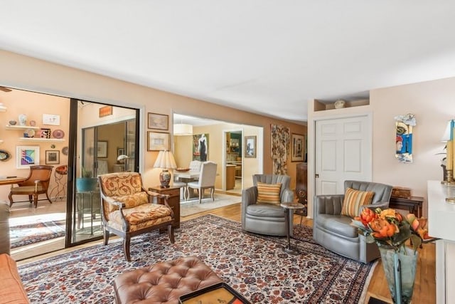 living room with wood-type flooring