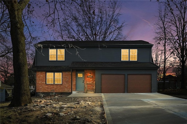 view of front of house with a garage