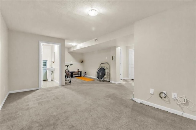 interior space with carpet floors and sink