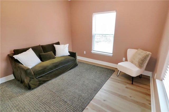 interior space with baseboards and wood finished floors