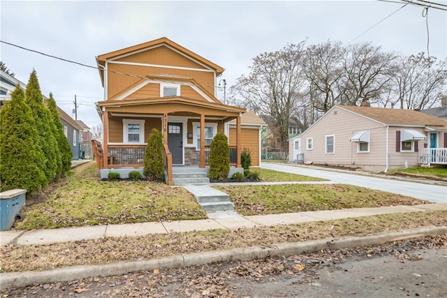 bungalow-style home with covered porch