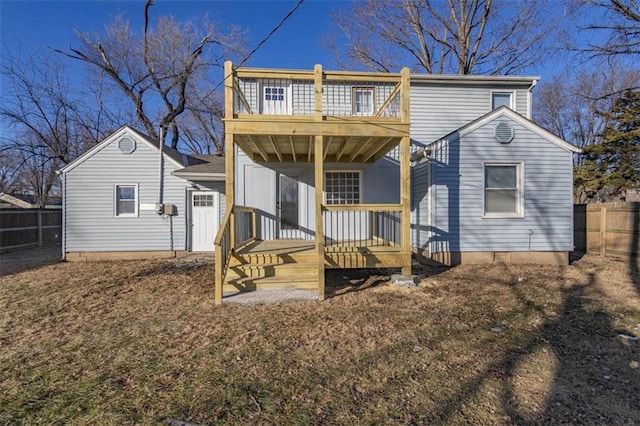 rear view of house with a deck