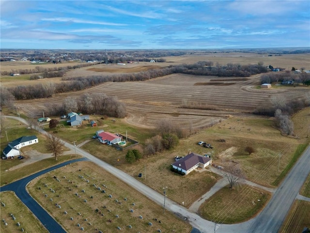 birds eye view of property featuring a rural view