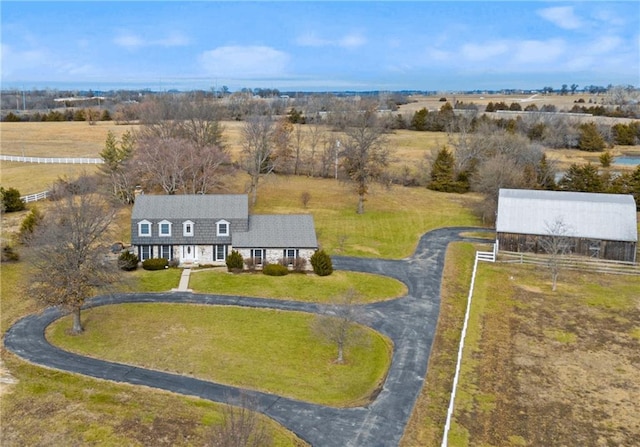 bird's eye view featuring a rural view