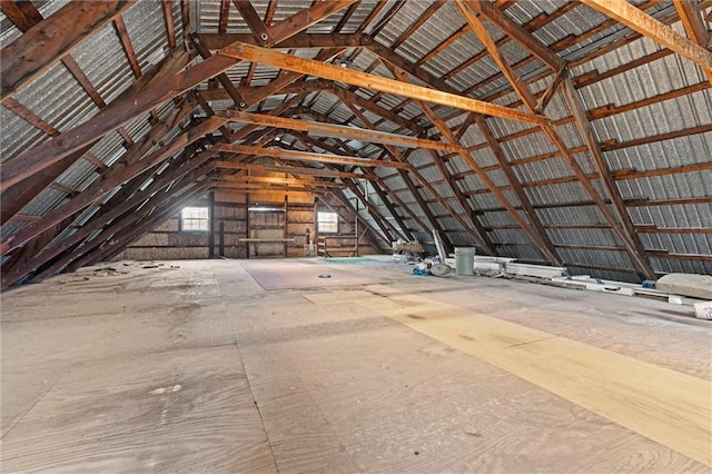 view of unfinished attic