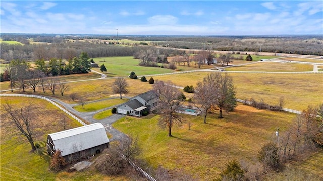 drone / aerial view with a rural view