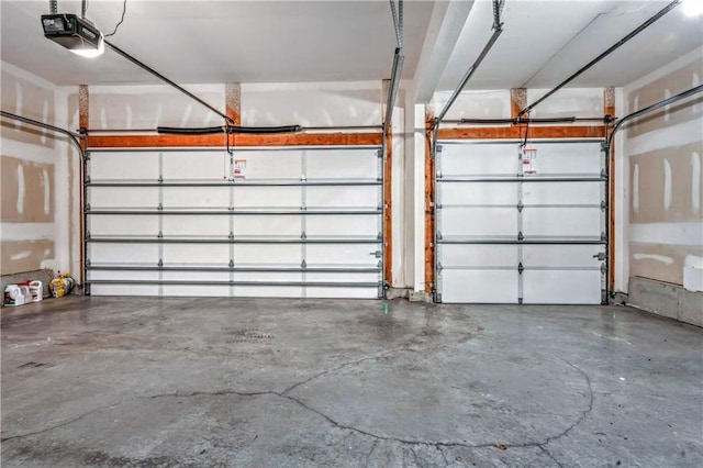 garage with a garage door opener