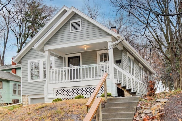 view of front facade featuring covered porch