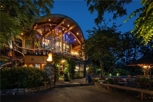 view of property at night