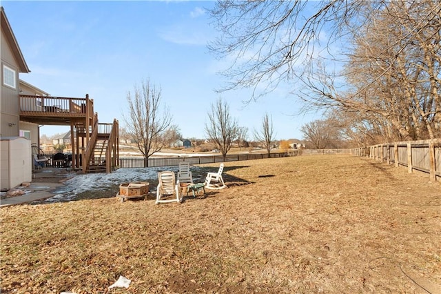 view of yard with a deck