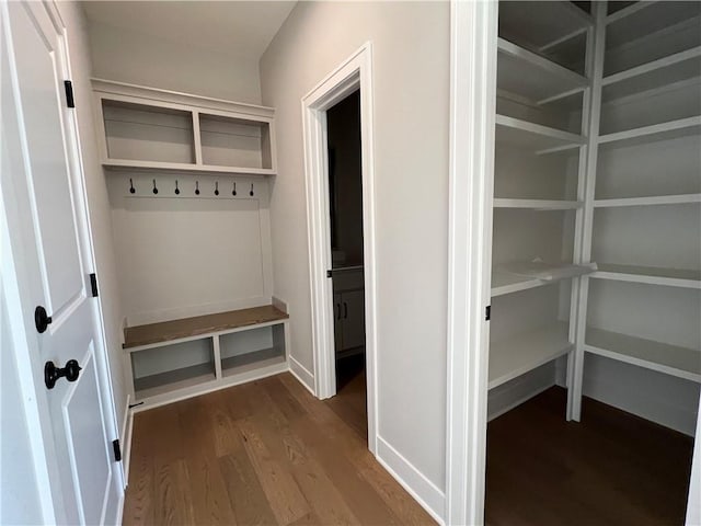 mudroom featuring wood-type flooring