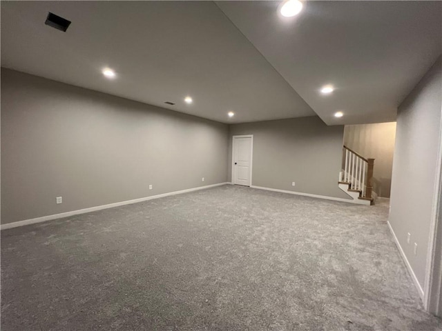 basement with carpet floors