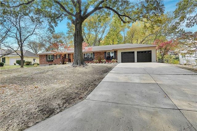 single story home with a garage