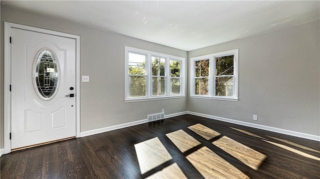 entryway with dark wood-type flooring