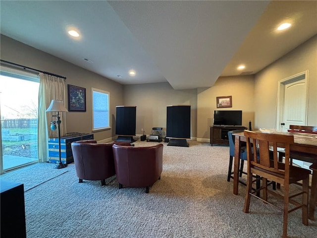 living room featuring carpet floors